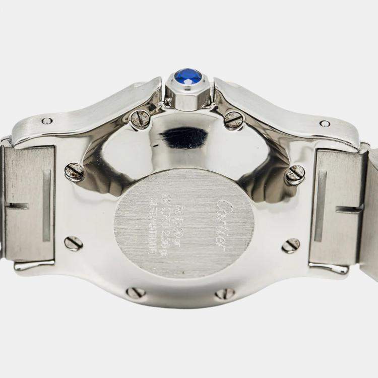Pre Owned Cartier Santos Octagon Automatic White 18k Yellow Gold Stainless Steel Women's Wristwatch 29 mm