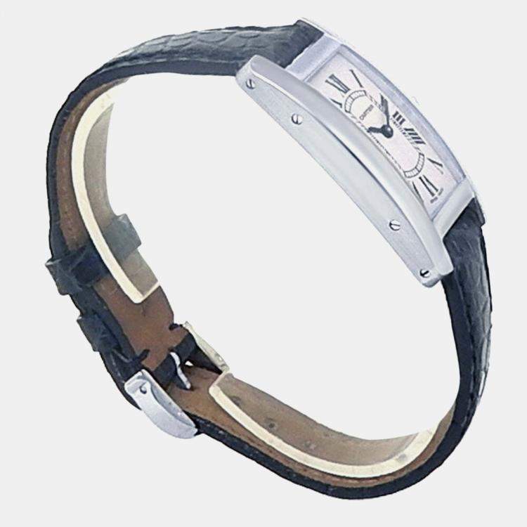 Pre Owned Cartier Tank Americaine W2601956 Quartz Silver 18k White Gold Women's Wristwatch 19 mm