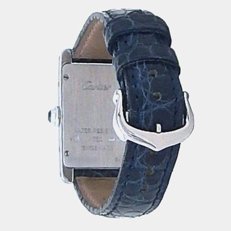 Pre Owned Cartier Tank Americaine W2601956 Quartz Silver 18k White Gold Women's Wristwatch 19 mm