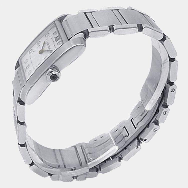 Pre Owned Cartier Tank Francaise WE110007 Quartz Silver Stainless Steel Women's Wristwatch 25 mm