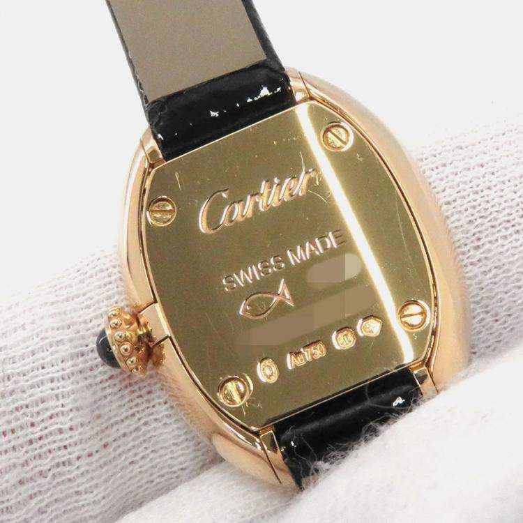 Pre Owned Cartier Baignoire WGBA0017 Quartz Silver 18k Yellow Gold Women's Wristwatch 18 mm