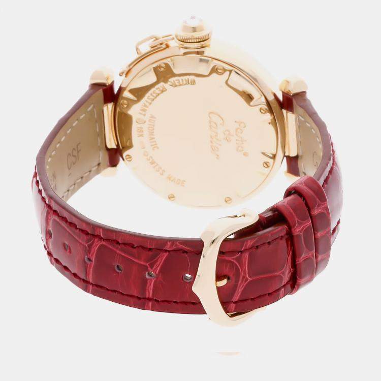 Pre Owned Pre-Owned Cartier Pasha de Cartier WJ105256 Automatic Silver 18k Yellow Gold Diamond Women's Wristwatch 32 mm