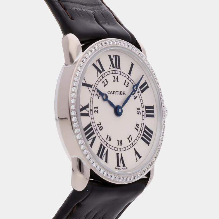 Pre Owned Cartier Ronde Louis Cartier WR000251 Quartz White 18k White Gold Women's Wristwatch 29mm