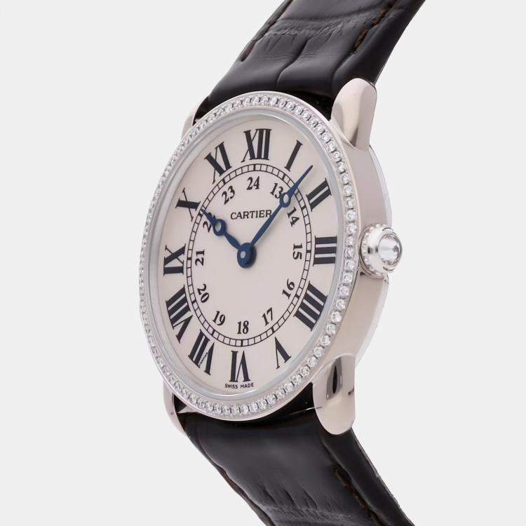 Pre Owned Cartier Ronde Louis Cartier WR000251 Quartz White 18k White Gold Women's Wristwatch 29mm