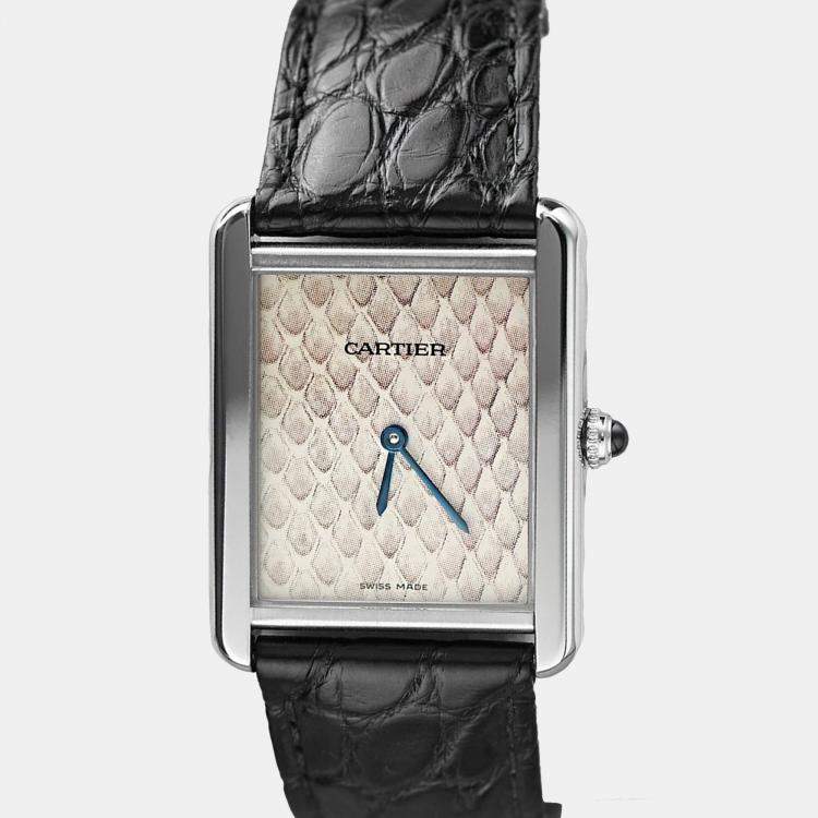 Pre Owned Cartier Tank Solo W5200020 Quartz Silver Stainless Steel Women's Wristwatch 30 mm