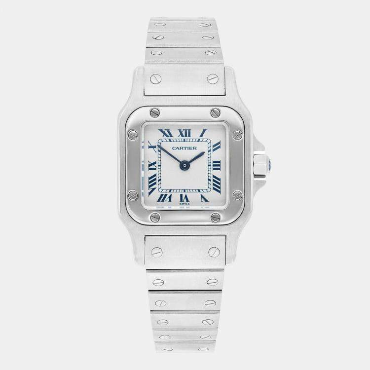Pre Owned Cartier Santos Galbee W20056D6 Quartz Silver Stainless Steel Women's Wristwatch 24 mm