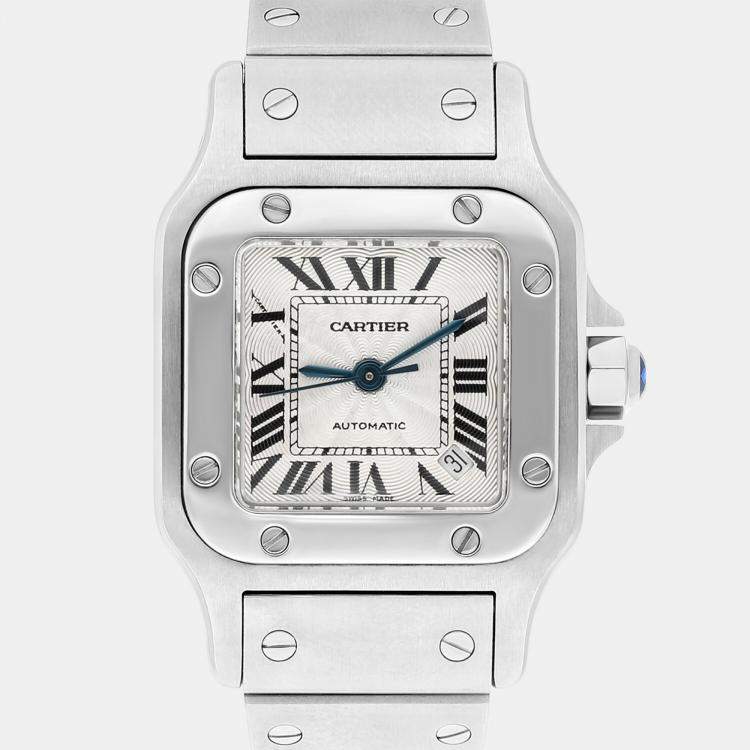 Pre Owned Cartier Santos Galbee W20054D6 Automatic Silver Stainless Steel Women's Wristwatch 24 mm
