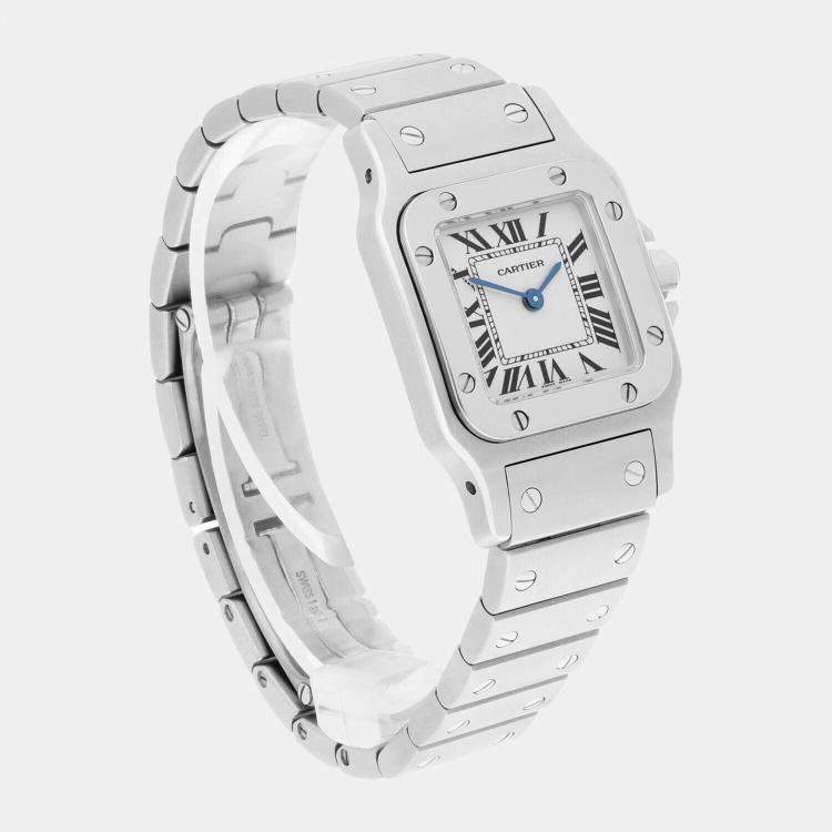 Pre Owned Cartier Santos Galbee W20056D6/1565 Quartz Silver Stainless Steel Women's Wristwatch 24 mm