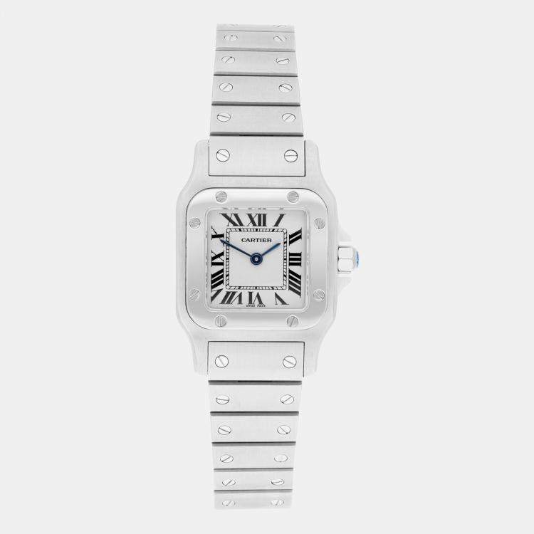 Pre Owned Cartier Santos Galbee W20056D6/1565 Quartz Silver Stainless Steel Women's Wristwatch 24 mm