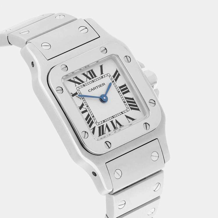 Pre Owned Cartier Santos Galbee W20056D6/1565 Quartz Silver Stainless Steel Women's Wristwatch 24 mm