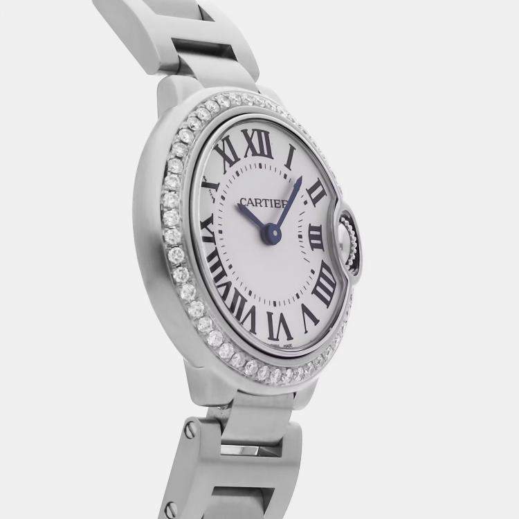 Pre Owned Cartier Ballon Bleu W4BB0015 Quartz White Stainless Steel Women's Wristwatch 28mm
