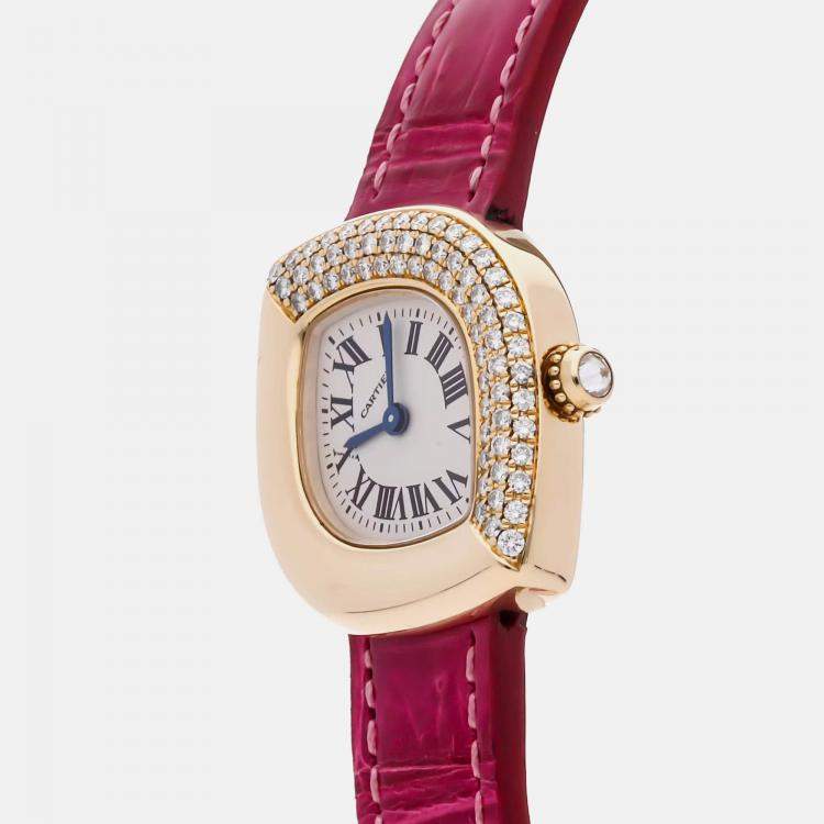 Pre Owned Cartier Navette WA601051 Quartz White 18k Yellow Gold Women's Wristwatch 31mm