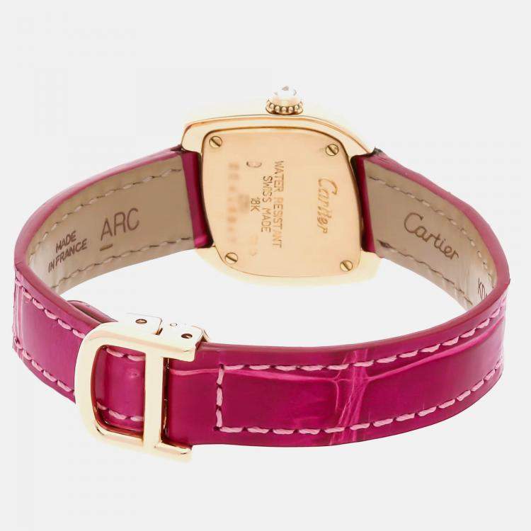 Pre Owned Cartier Navette WA601051 Quartz White 18k Yellow Gold Women's Wristwatch 31mm