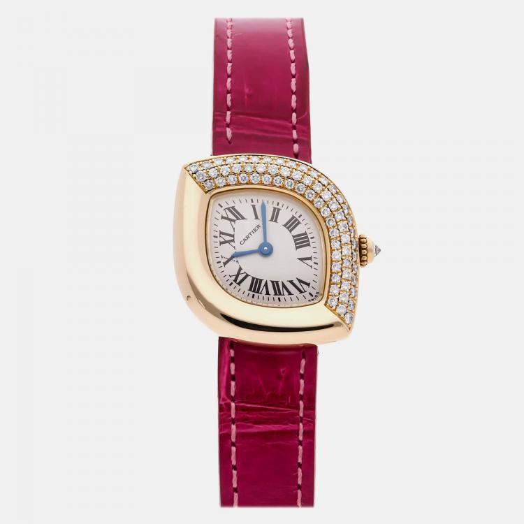 Pre Owned Cartier Navette WA601051 Quartz White 18k Yellow Gold Women's Wristwatch 31mm