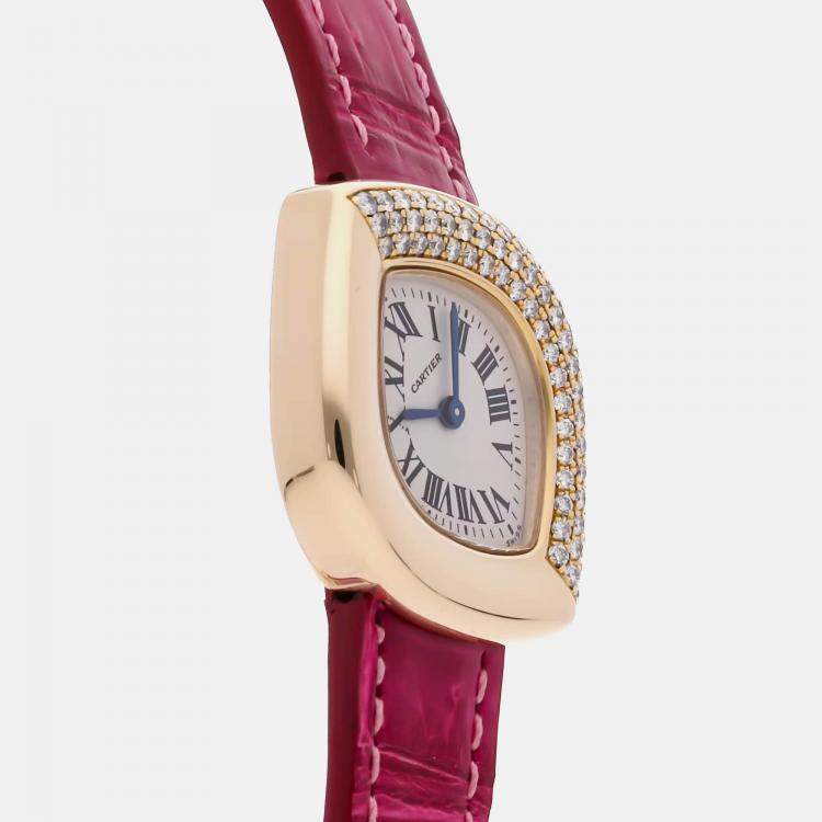 Pre Owned Cartier Navette WA601051 Quartz White 18k Yellow Gold Women's Wristwatch 31mm