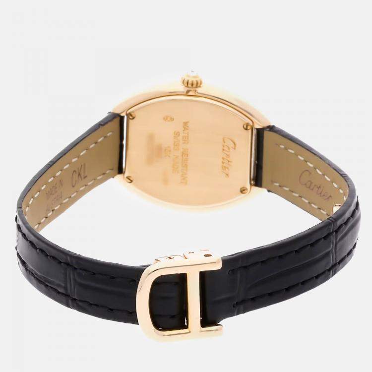 Pre Owned Cartier Tonneau 1910 WA501051 Quartz Cream 18k Yellow Gold Women’s Wristwatch 24mm