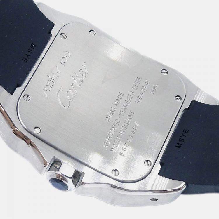 Pre Owned Cartier Santos 100 W20073X8 Automatic White Stainless Steel Women's Wristwatch 38 mm