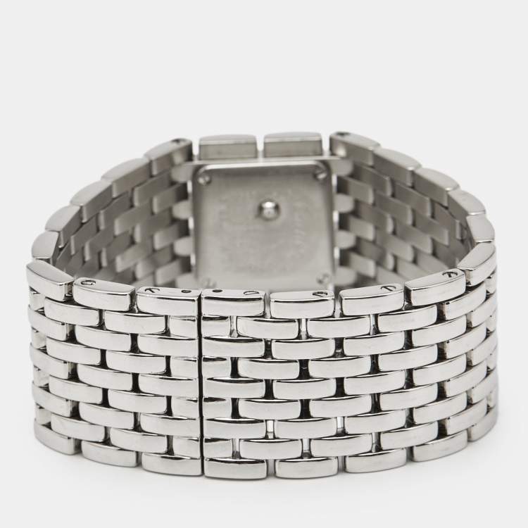 Pre Owned Cartier Mother Of Pearl Stainless Steel Panthere Ruban 2420 Women's Wristwatch 21 mm