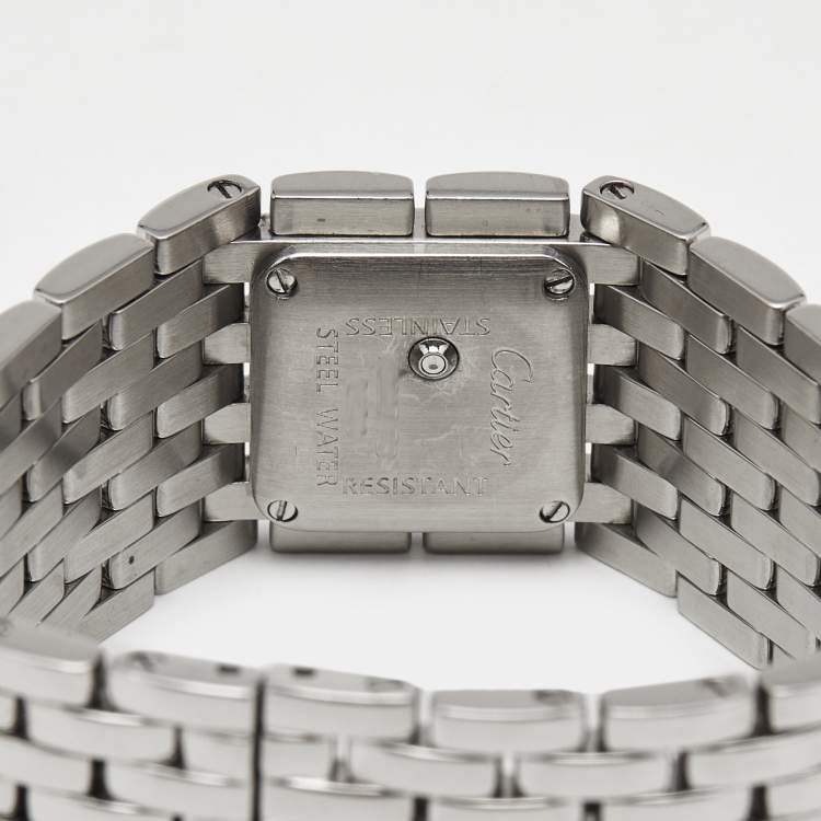 Pre Owned Cartier Mother Of Pearl Stainless Steel Panthere Ruban 2420 Women's Wristwatch 21 mm