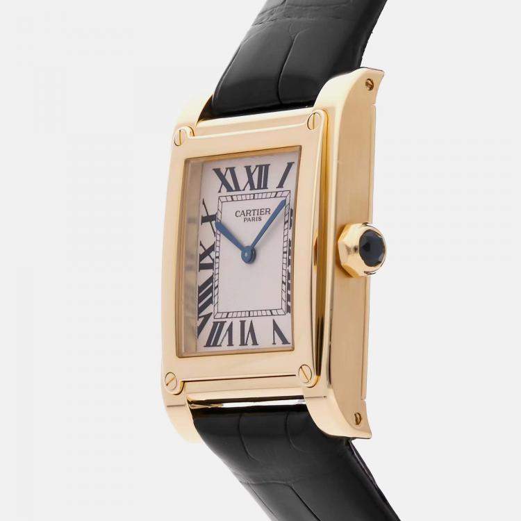 Pre Owned Cartier Tank A Vis W1529451 Automatic Silver 18k Yellow Gold Women’s Wristwatch 27 mm