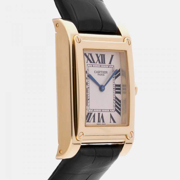 Pre Owned Cartier Tank A Vis W1529451 Automatic Silver 18k Yellow Gold Women’s Wristwatch 27 mm