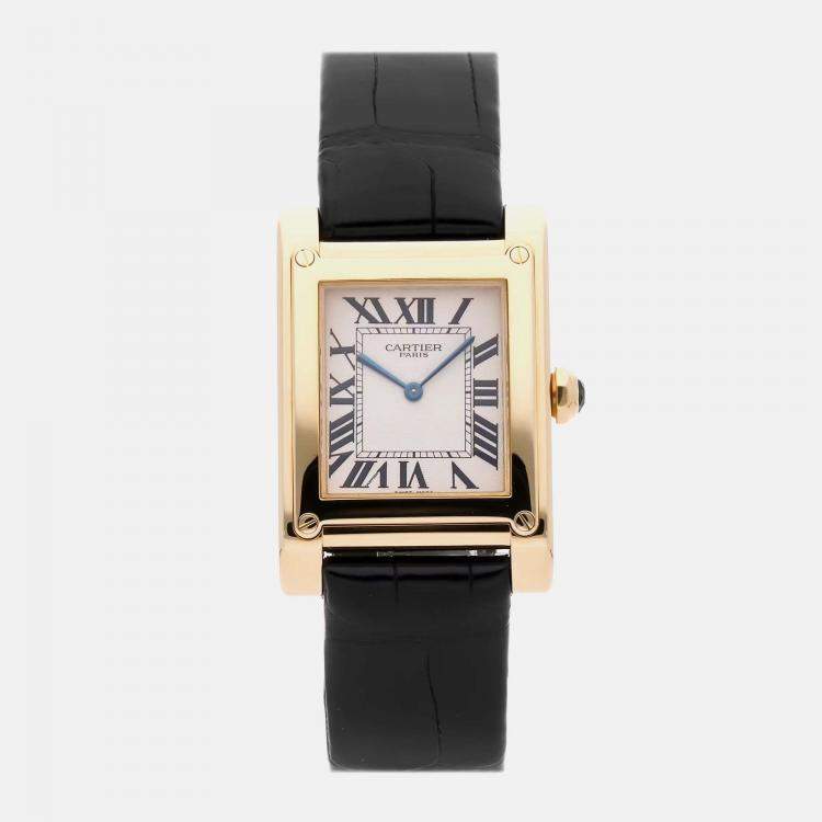 Pre Owned Cartier Tank A Vis W1529451 Automatic Silver 18k Yellow Gold Women’s Wristwatch 27 mm
