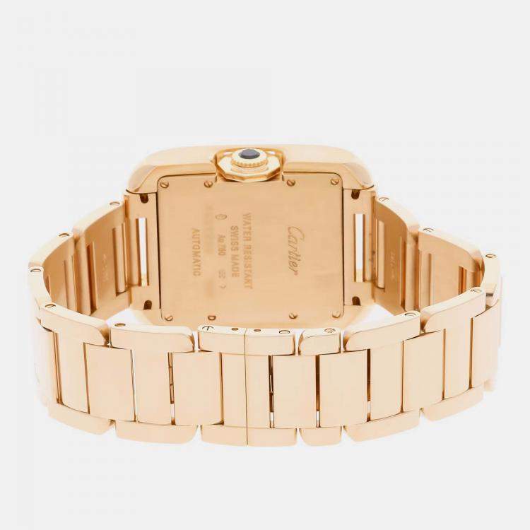 Pre Owned Cartier Tank W5310015 Automatic Silver 18k Yellow Gold Women’s Wristwatch 29 mm
