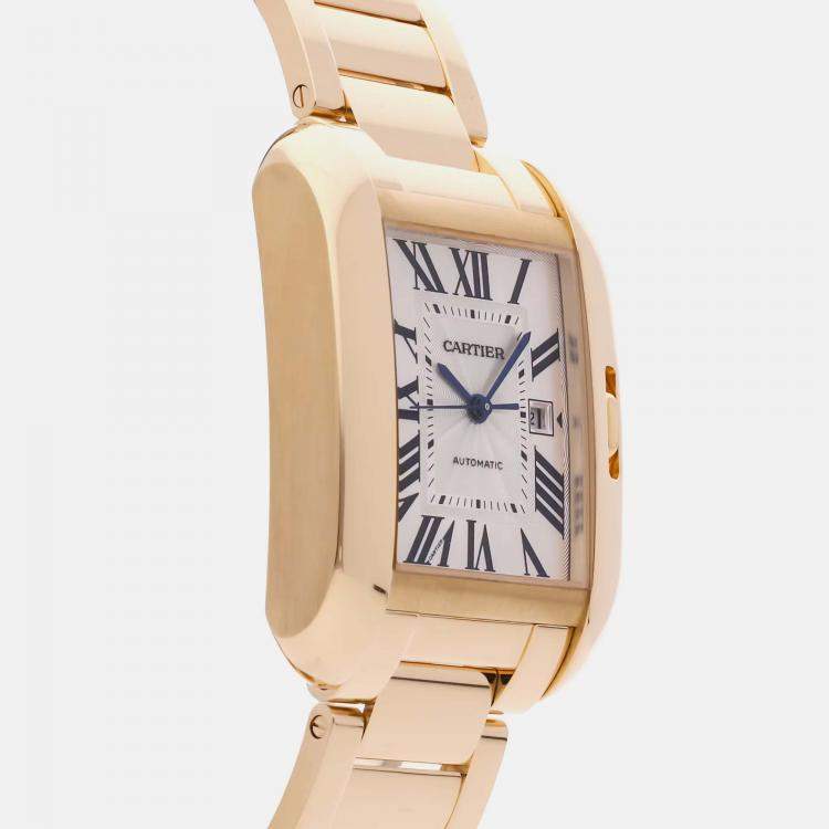 Pre Owned Cartier Tank W5310015 Automatic Silver 18k Yellow Gold Women’s Wristwatch 29 mm