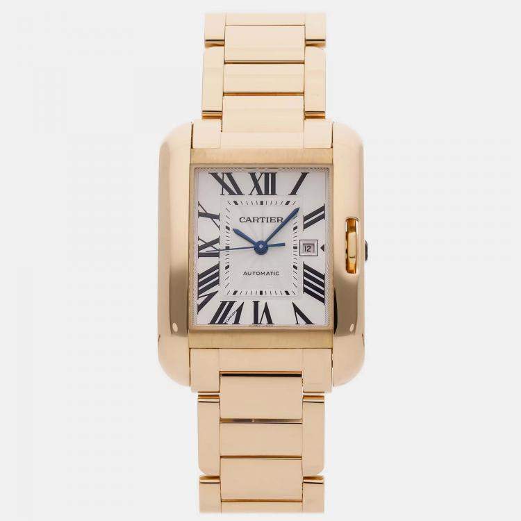 Pre Owned Cartier Tank W5310015 Automatic Silver 18k Yellow Gold Women’s Wristwatch 29 mm