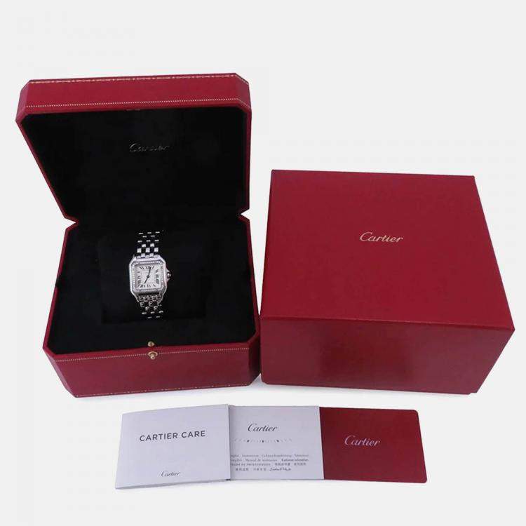 Pre Owned Cartier Panthere De Cartier W4PN0008 Quartz Silver Stainless Steel Women's Wristwatch 27 mm