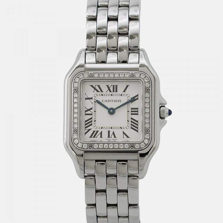 Pre Owned Cartier Panthere De Cartier W4PN0008 Quartz Silver Stainless Steel Women's Wristwatch 27 mm