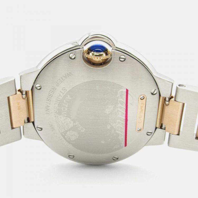 Pre Owned Cartier Ballon Bleu WE902077 Automatic Silver 18k Rose Gold Women's Wristwatch 32.5 mm