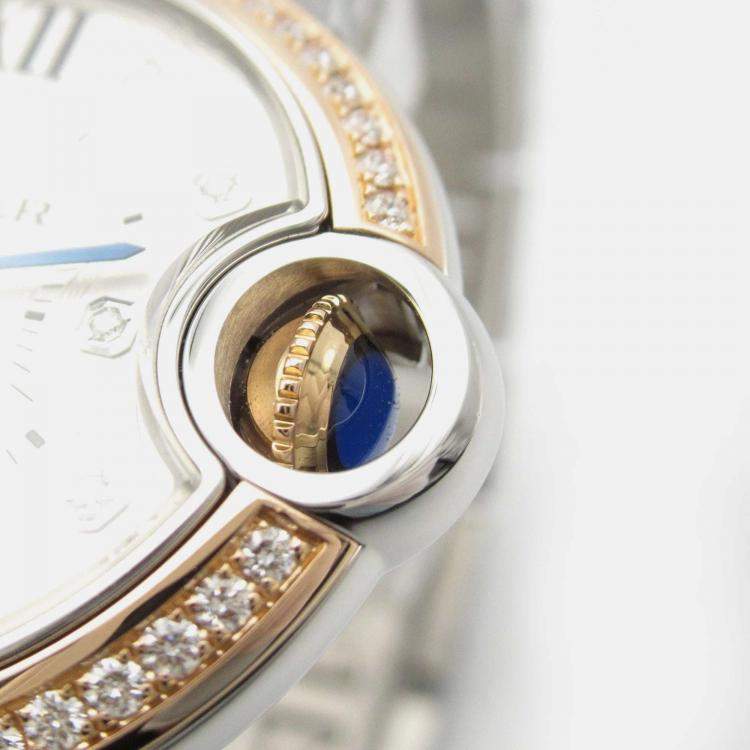 Pre Owned Cartier Ballon Bleu WE902077 Automatic Silver 18k Rose Gold Women's Wristwatch 32.5 mm