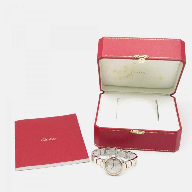 Pre Owned Cartier Ballon Bleu WE902077 Automatic Silver 18k Rose Gold Women's Wristwatch 32.5 mm