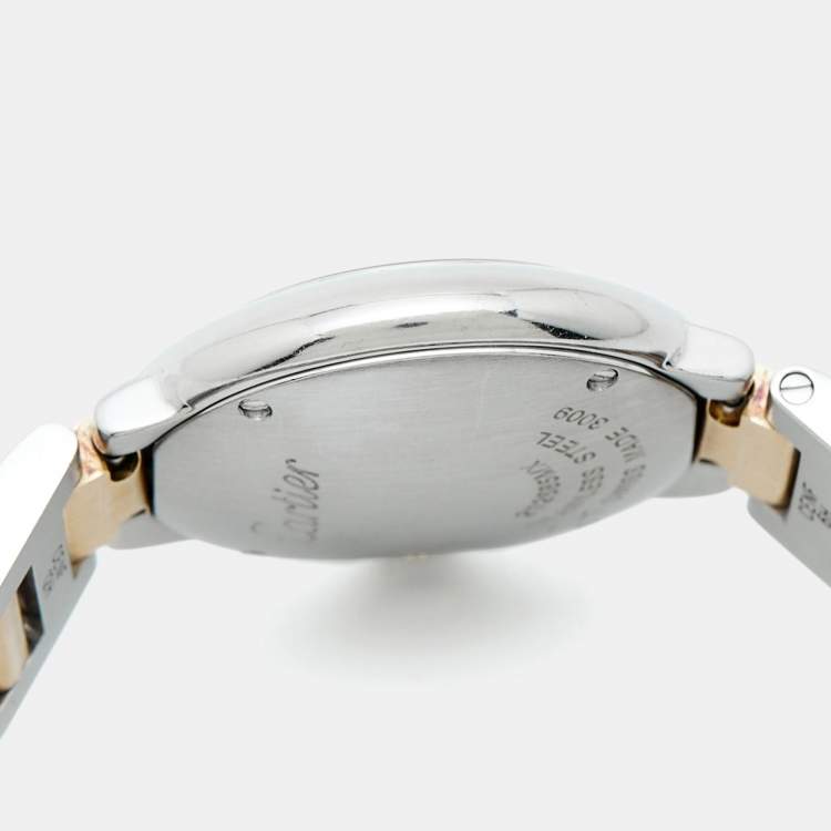 Pre Owned Cartier Silver Dial 18K Yellow Gold Stainless Steel Ballon Bleu W2BB0010 Women's Wristwatch 28 mm