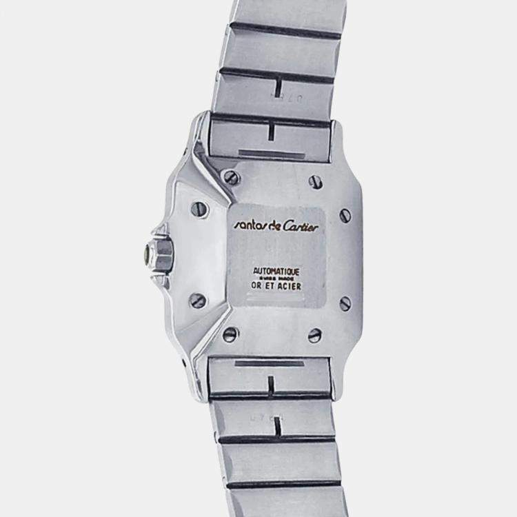 Pre Owned Cartier Santos 2961 White 18K Yellow Gold Stainless Steel Women’s Wristwatch 29 mm