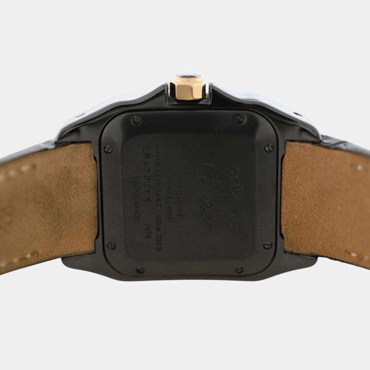 Pre Owned Cartier Santos 100 W2020007 Automatic Black 18 Rose Gold Women's Wristwatch 33mm