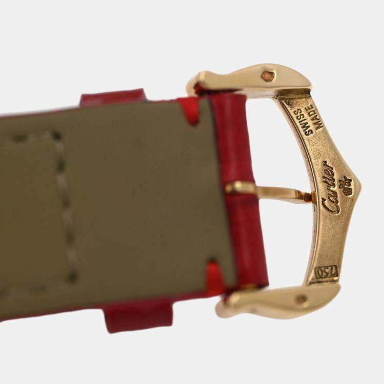 Pre Owned Cartier Tank Solo W1018755 Quartz White 18K Yellow Gold  Women's Wristwatch 24mm