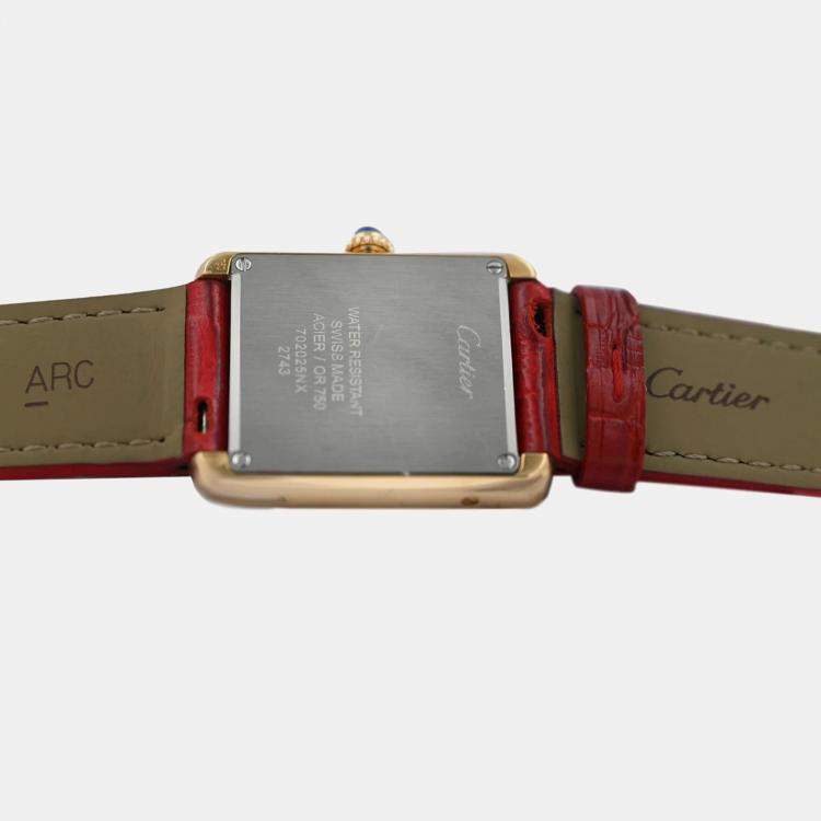 Pre Owned Cartier Tank Solo W1018755 Quartz White 18K Yellow Gold  Women's Wristwatch 24mm