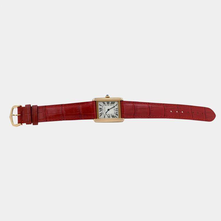 Pre Owned Cartier Tank Solo W1018755 Quartz White 18K Yellow Gold  Women's Wristwatch 24mm