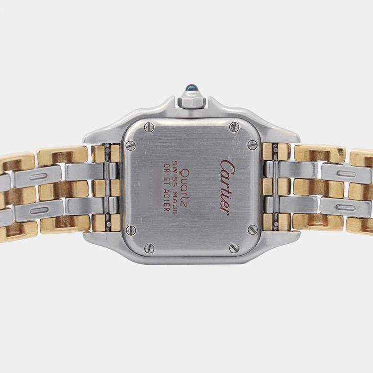 Pre Owned Cartier Panthere 84083244 Quartz Ivory 18k Yellow Gold Stainless Steel Women's Wristwatch 21 mm