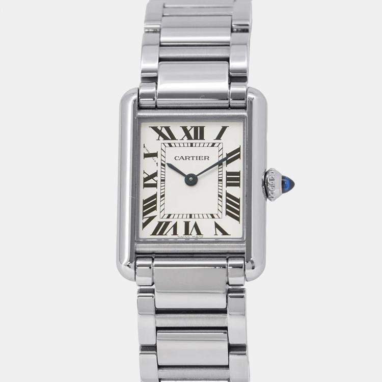 Pre Owned Cartier Tank Must WSTA0051 Quartz Silver Stainless Steel Women's Wristwatch 22 mm  