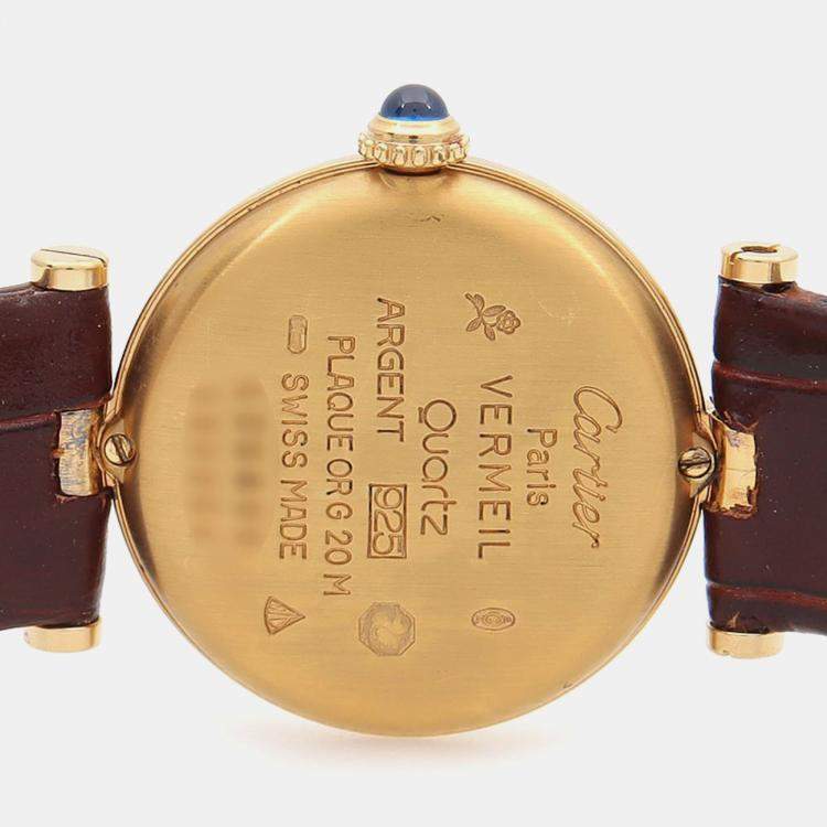 Pre Owned Cartier Must de Cartier Quartz Silver Gold Plated Women's Wristwatch 24 mm