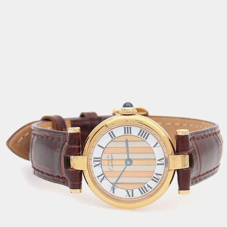 Pre Owned Cartier Must de Cartier Quartz Silver Gold Plated Women's Wristwatch 24 mm