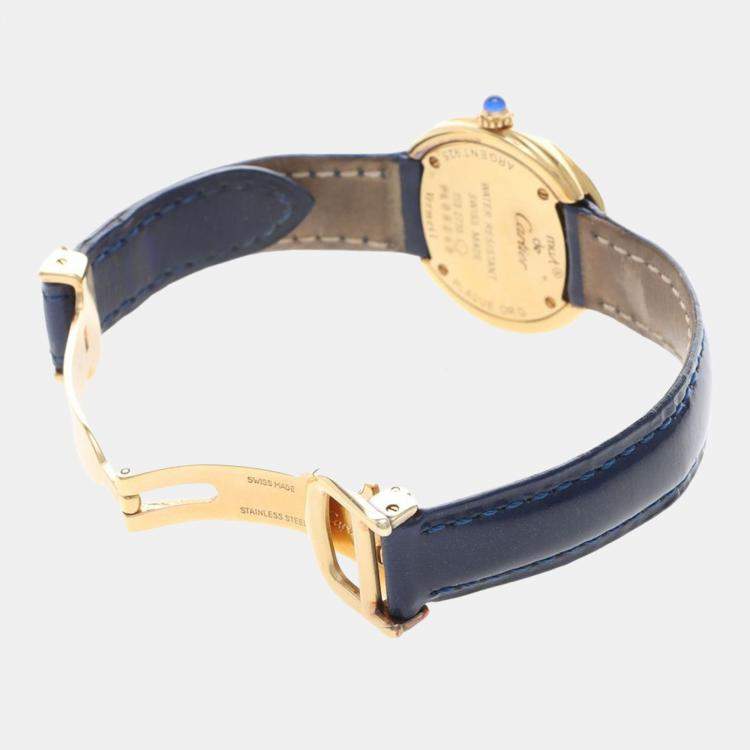 Pre Owned Cartier Trinity W1010844 Quartz Gold Plated Silver Womens Wristwatch 27 mm