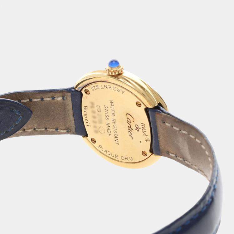 Pre Owned Cartier Trinity W1010844 Quartz Gold Plated Silver Womens Wristwatch 27 mm