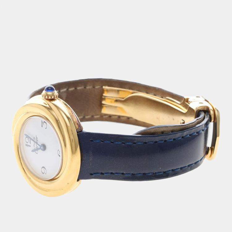 Pre Owned Cartier Trinity W1010844 Quartz Gold Plated Silver Womens Wristwatch 27 mm