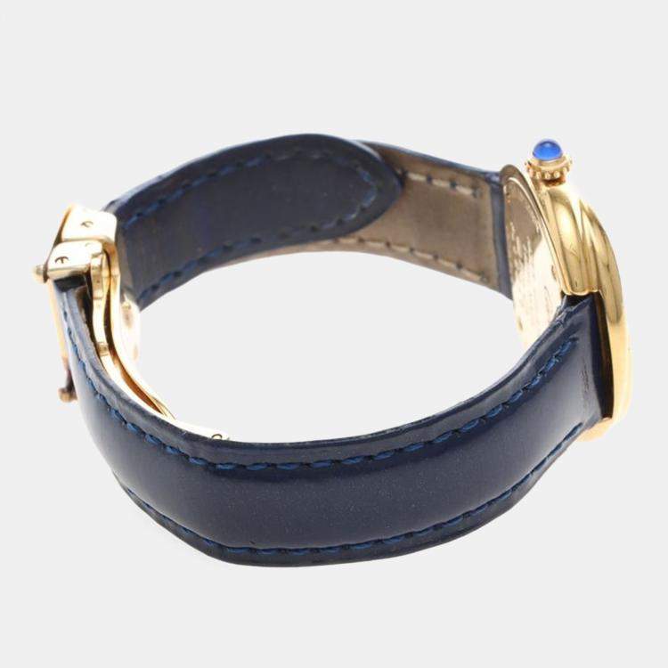 Pre Owned Cartier Trinity W1010844 Quartz Gold Plated Silver Womens Wristwatch 27 mm