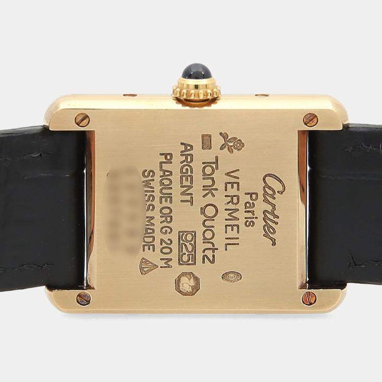 Pre Owned Cartier Tank Must W1003053 Quartz Gold Plated Silver Womens Wristwatch 20.5 mm