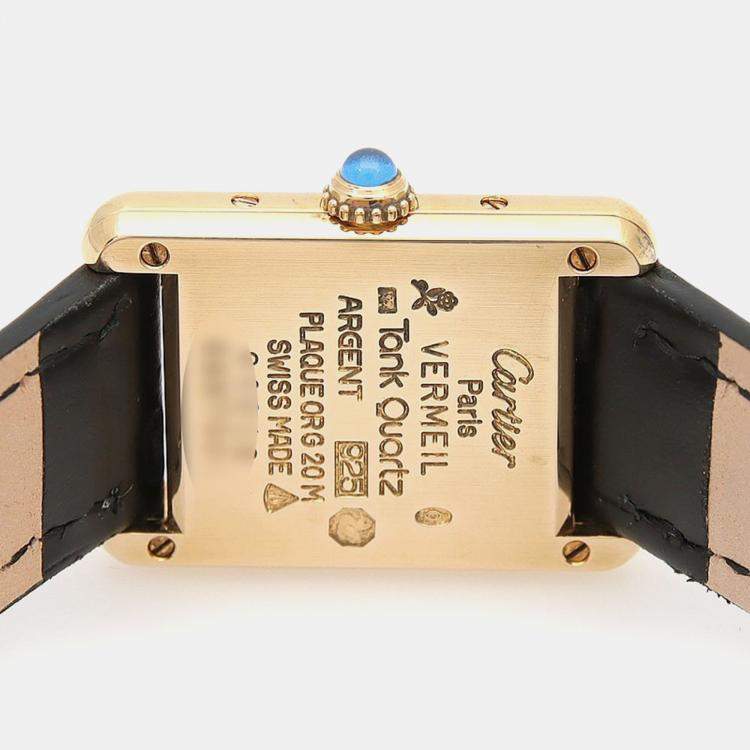 Pre Owned Cartier Tank Must W1003053 Quartz Gold Plated Silver Womens Wristwatch 20.5 mm
